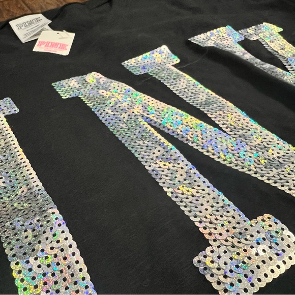 NWT PINK Victoria's Secret Bling Boyfriend Jersey 3/4 Sleeve Sz Medium - Picture 9 of 9